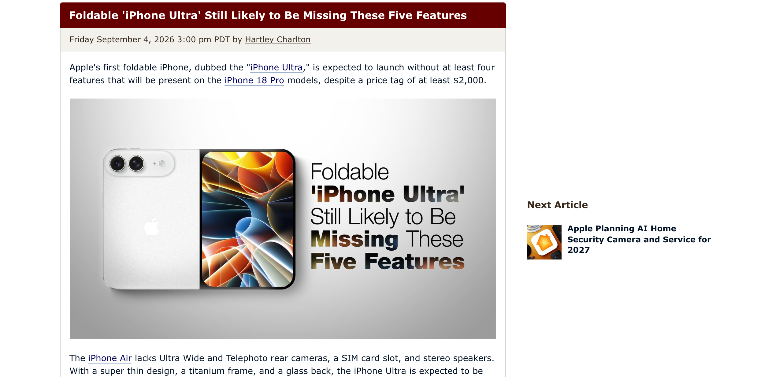MacRumors 报道截图