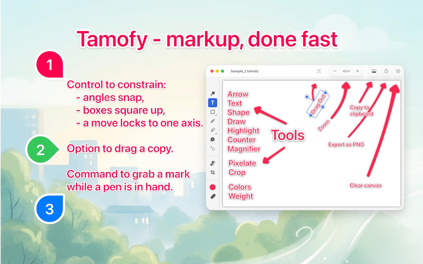 Tamofy 官方图:工具栏与快捷键